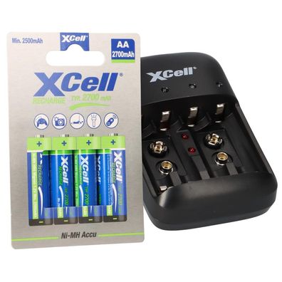 Ladegerät BC-X500 + 4x AA XCell Rechargeable 1,2V 2700mAh