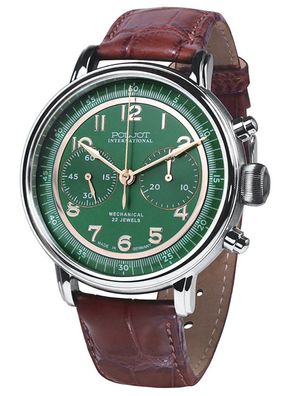 Poljot International Herren Handaufzug-Uhr Chronograph Susdal Braun/ Grün 2901.194092