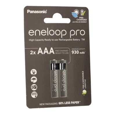 2x eneloop pro Micro Akku BK-4HCDE/2BE Ni-MH 1,2V / 930mAh