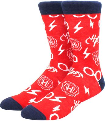 Harry Potter Rote Cartoon Socken - HP Icons Lustige Film Motiv-Socken in 3/4-Länge