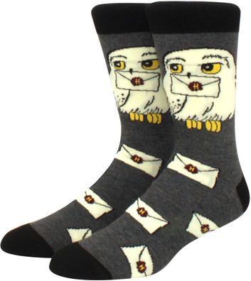 Harry Potter Hedwig Cartoon Socken - HP Schwarze Lustige Motiv-Socken in 3/4-Länge