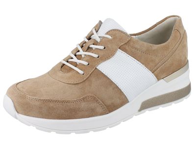 Waldläufer H-Clara Damen Halbschuhe Schnürschuhe Sneaker beige/ Veloursleder