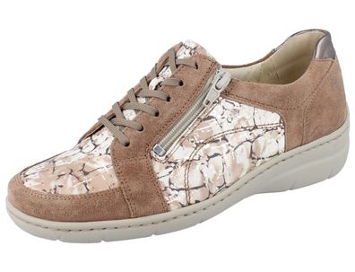 Waldläufer Hania Damen Halbschuhe Sneaker Schnürschuhe braun nougat sand/ Velours