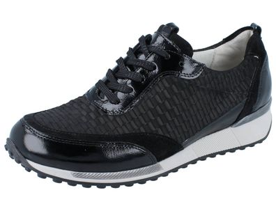 Waldläufer H-Jule Damen Sneaker Schnürschuhe Halbschuhe schwarz Leder