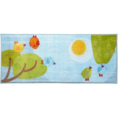 HABA Teppich Kleine Vögelchen Spielteppich 301072 Kinder blau 140x60cm