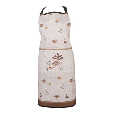 Clayre & Eef Küchenschürze 70x85 cm Beige Baumwolle Pilze (Gr. 70x85 cm)