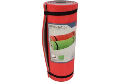 Robuste Fitnessmatte Yogamatte Rot grau 180 x 50 x 1,2 cm