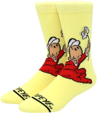 Popeye Gelbe Cartoon Socken - Lustige Comic Heroes Motiv-Socken in 3/4-Länge