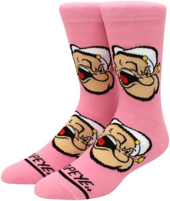 Popeye Rosa Cartoon Socken - Lustige Comic Heroes Motiv-Socken in 3/4-Länge