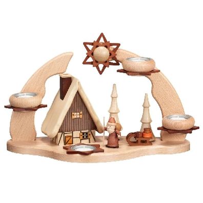 Adventsbogen mit Räucherhaus HxLxB 32x35x16cm NEU Tischdekoration Kerzenleuchter