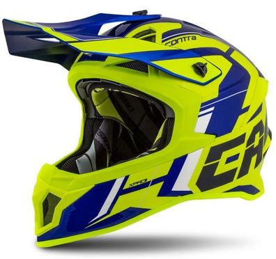 Crosshelm Helm Motorradhelm Motocross Cassida Pro II gelb floureszierend blau