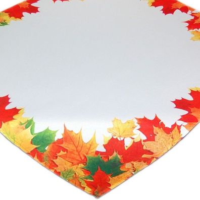 Tischdecke Herbst 85x85 Herbstlaub Mitteldecke Decke Blätter Orange Bunt