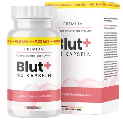 Blut Plus || Blut+ Kapseln| mit Vitamin C | für Mann & Frau | 90 Kapseln