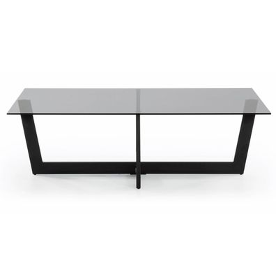 Couchtisch Plam Glas schwarz Stahlstruktur 120 x 70 cm