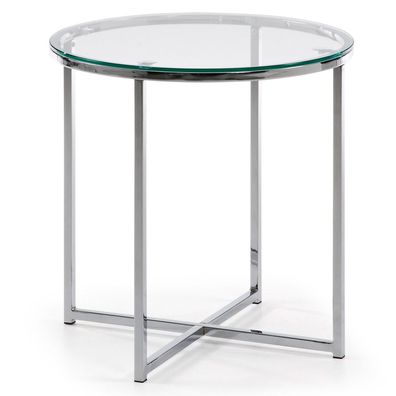 Beistelltisch Divid Ø 50 cm Silber Rund Glas