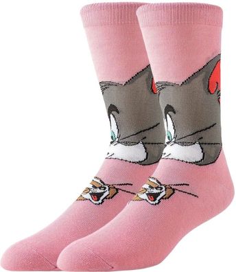 Tom & Jerry Lustige Rosa Motiv-Socken - Kultiger Cartoon Socken Heroes Motiv Socken