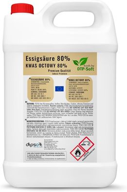 5l Essigsäure 80% Premium Qualität Essigessenz 5 liter