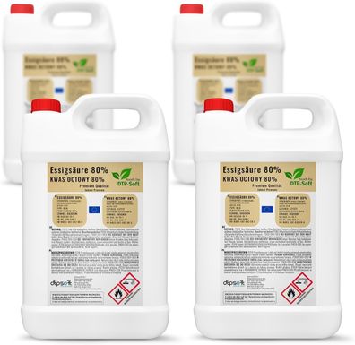 20l Essigsäure 80% Premium Qualität Essigessenz 4x5 liter