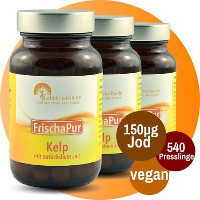 Kelp 100% Algen Presslinge natürliches Jod 150µ g für Energie & Schilddrüse