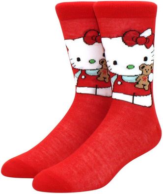 HELLO KITTY Socken Hallo Kätzchen Cartoon Socken Rote Socken mit Hello Kitty Motiv