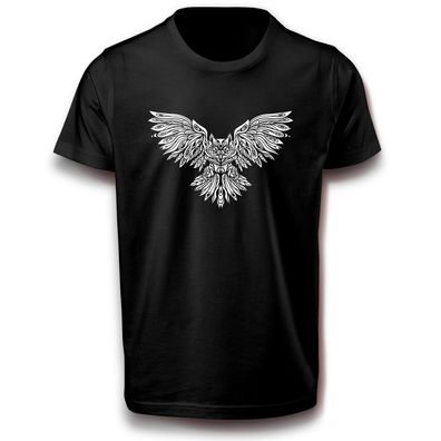 Mandala Eule Uhu Tier Vogel Greifvogel Subkultur T-Shirt 122 - 3XL Baumwolle