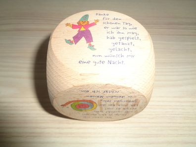 Gebetswürfel, Holzwürfel mit Spruch 6x6cm Abendspruch, Nachtspruch