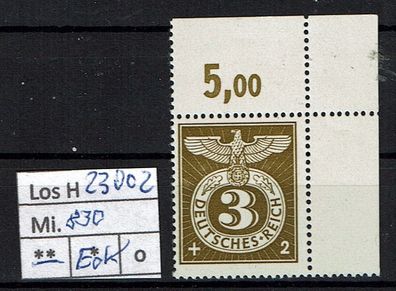 Los H23002: Deutsches Reich Mi. 830 * * Eckrand