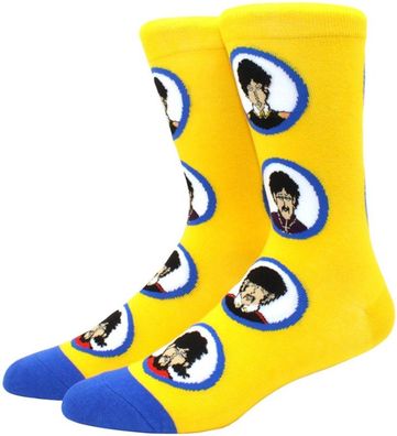 Charakter-Gesichter der Beatles Socken - The Beatles Cartoon-Socken in 3/4-Länge