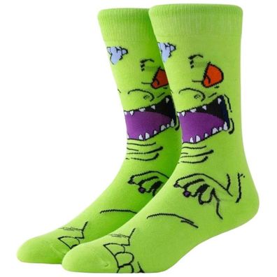 Rugrats Reptar Grüne Socken - Cartoon Motiv Lustige Socken in 3/4-Länge