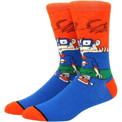 Rugrats Chuckie Finster Orange Socken - Lustige Cartoon-Socken in 3/4-Länge