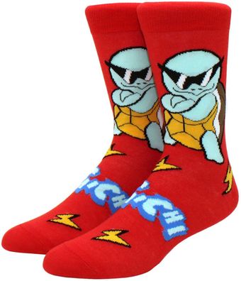 Pokemon Schiggy Rote Socken - Nintendo Cartoon Lustige Motiv-Socken in 3/4-Länge