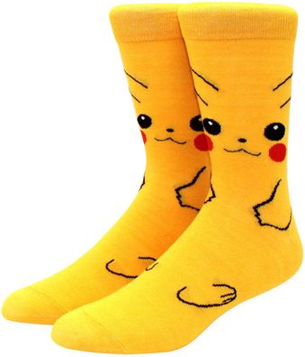 Pokemon Big Pikachu Gelbe Socken - Cartoon Lustige Motiv-Socken in 3/4-Länge