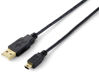 equip USB 2.0 Anschlusskabel A-Stecker/ mini 5-Pin 3m schwarz