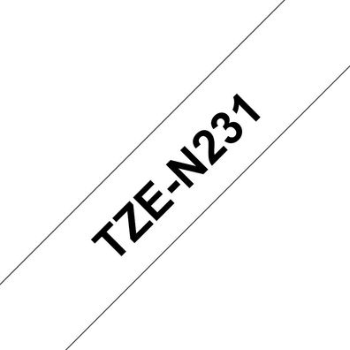 Schriftband TZe-N231 (n. lam.) Schwarz auf Weiß BxL 12mm x 8m