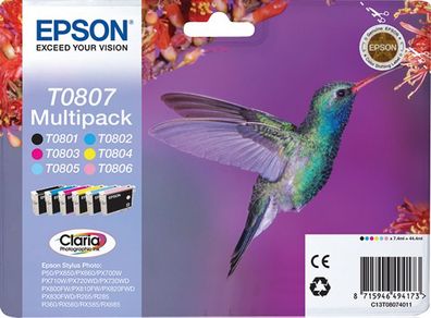 Epson Tintenpatronen T0807 Claria Photopraphic Multipack 6-fa