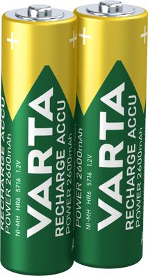 VARTA Rechargeable Akku AA Mignon 2er 2600mAh (Entladeschutz)