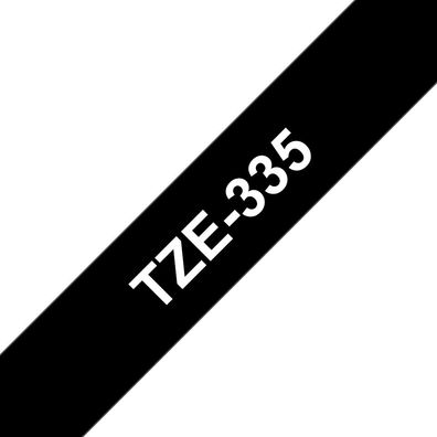 Schriftband TZe-335 (lam.) Weiß auf Schwarz BxL 12mm x 8m