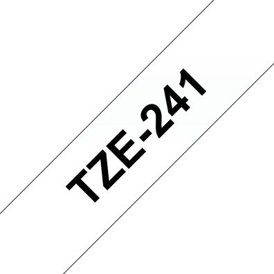 Schriftband TZe-241 (lam.) Schwarz auf Weiß BxL 18mm x 8m