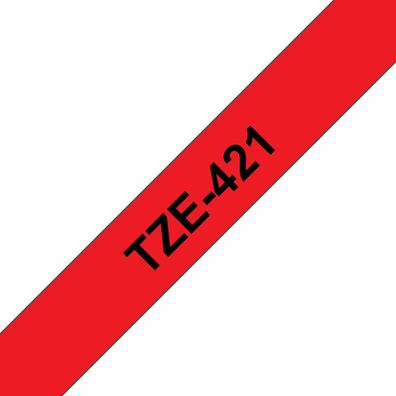 Schriftband TZe-421 (lam.) Schwarz auf Rot BxL 9mm x 8m