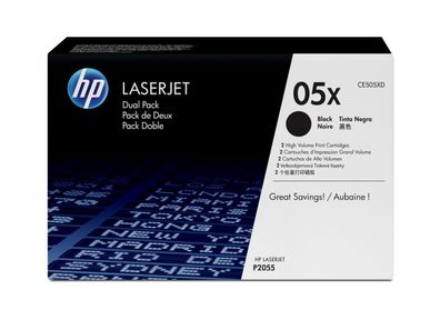HP Toner Doppelpack CE505XD Schwarz (ca.2x 6.500 Seiten)