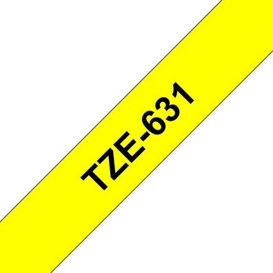 Schriftband TZe-631 (lam.) Schwarz auf Gelb BxL 12mm x 8m