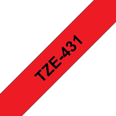 Schriftband TZe-431 (lam.) Schwarz auf Rot BxL 12mm x 8m