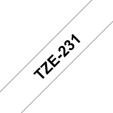 Schriftband TZe-231 (lam.) Schwarz auf Weiß BxL 12mm x 8m