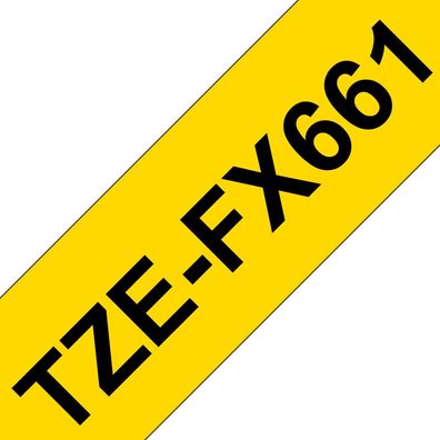 Schriftband TZe-FX661 (lam., flex.) Schwarz auf Gelb 36mm x 8m