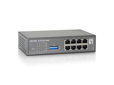 LevelOne 8-Port Fast Ethernet PoE Switch, 65W