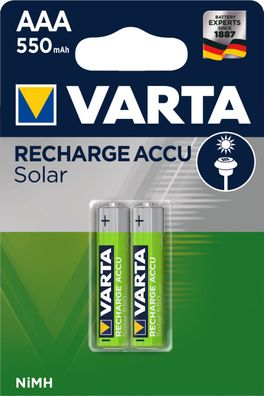 VARTA Recharge ACCU Solar AAA 550mAh Blister 2