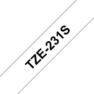 Schriftband TZe-231S (lam.) Schwarz auf Weiß 12mm x 4m