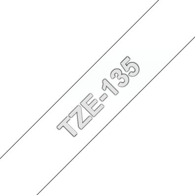 Schriftband TZe-135 (lam.) Weiß auf Farblos 12mm x 8m