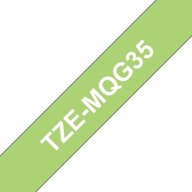 Schriftband TZe-MQG35 (lam.) Weiß auf Apfelgrün matt 12mm x 5m