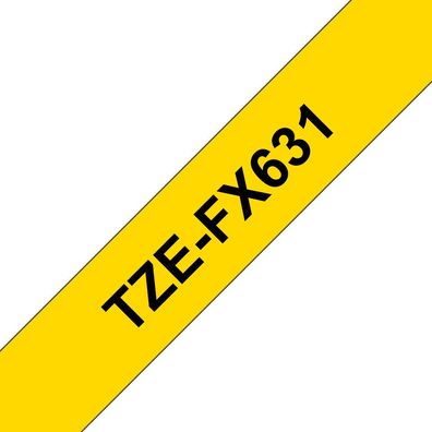 Schriftband TZe-FX631 (lam., flex.) Schwarz auf Gelb 12mm x 8m